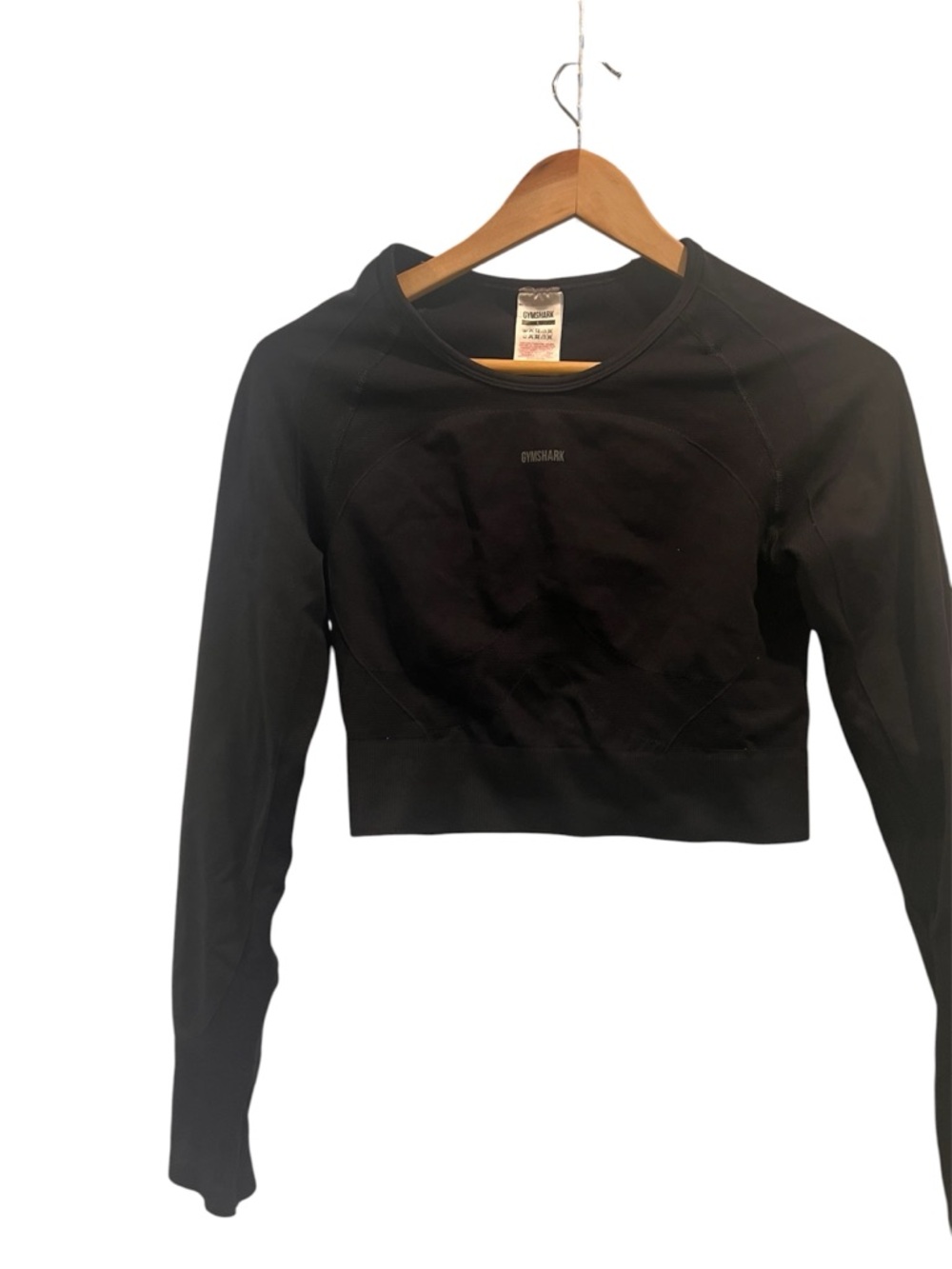 Gymshark Ultra Seamless Long Sleeve Crop Top Black L Large Cutout Back GLCT4249